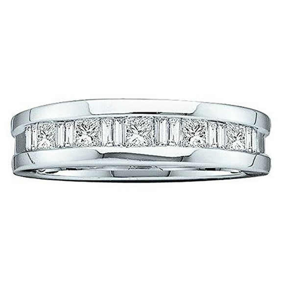 Dazzlingrock Collection Baguette & Princess Invisible White Diamond Wedding Band For Men 1/2 CT (0.55 ctw, Color I-J,Clarity I1-I2 ) in 14K White Gold, Size 11