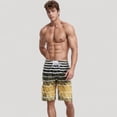 thumbnail image 7 of Men's Striped Swim Trunks with Adjustable Waistband and Lightweight Quick-Dry Fabric for Active Comfort - Large, Yellow, 7 of 7