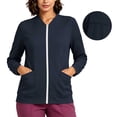 thumbnail image 3 of Vivianyo HD Women's V‑Neck Zip Up Nurse Work Sweatshirt, Fitted Stretch Long Sleeve Top, Fall Uniform Cover Up with Pen Sleeve Slots and Pockets for Medical Workplace and Daily Errands, Sizes S-2XL, 3 of 7