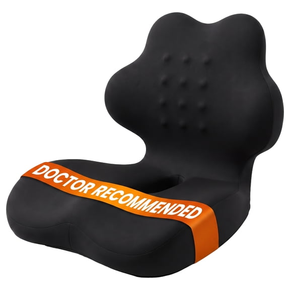L-Shaped Memory Foam Seat Cushion with Lumbar Support, Ergonomic Office Chair Cushion for Tailbone & Back Pain Relief, Black