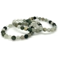 thumbnail image 2 of Natural Green Rutilated Quartz Gemstone 8mm Round Beads Stretch Bracelet 7" Unisex, 2 of 3