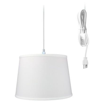 

1-Light Plug In Swag Pendant Ceiling Light White Shade 16 w