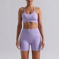 thumbnail image 6 of Hessimy Workout Sets for Women 2 Piece - Seamless Yoga Outfits Shorts and Padded Sports Bra Gym Athletic Clothing Set(Light Purple,S), 6 of 6
