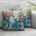 thumbnail image 3 of Shiartex Decorative Throw Pillow Cover for Couch Sofa,Bike Retro Blue Bicycle with Flowers in Basket on White Isolation Watercolor Vintage Home Decor Pillow case 24x24in, 3 of 5