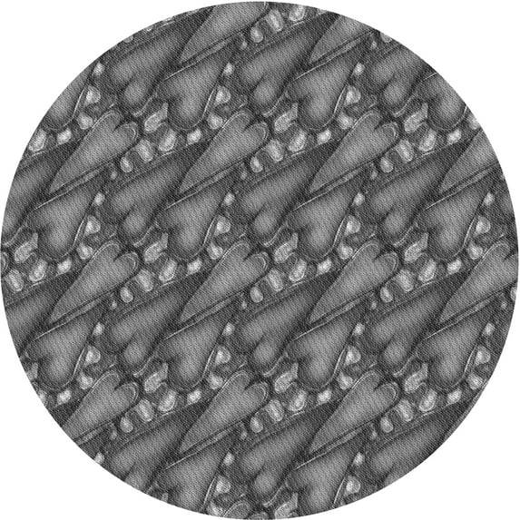 Ahgly Company Machine Washable Indoor Round Transitional Black Area Rugs, 5' Round