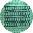 thumbnail image 1 of Ahgly Company Machine Washable Indoor Round Abstract Turquoise Blue Modern Area Rugs, 8' Round, 1 of 4