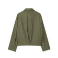thumbnail image 3 of XPMWRP Women's Solid Color Zipper Lightweight Jacket Casual Lapel Collar Long Sleeve Windbreaker Streetwear Coat with Pockets Green S, 3 of 3