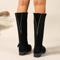 thumbnail image 2 of Rokment Knee High Boots for Women with Back Zipper Adjustable Fashion Casual Suede Buckles Wide Calf Tall Riding Dress Boots Fall Winter Black Size 6, 2 of 5