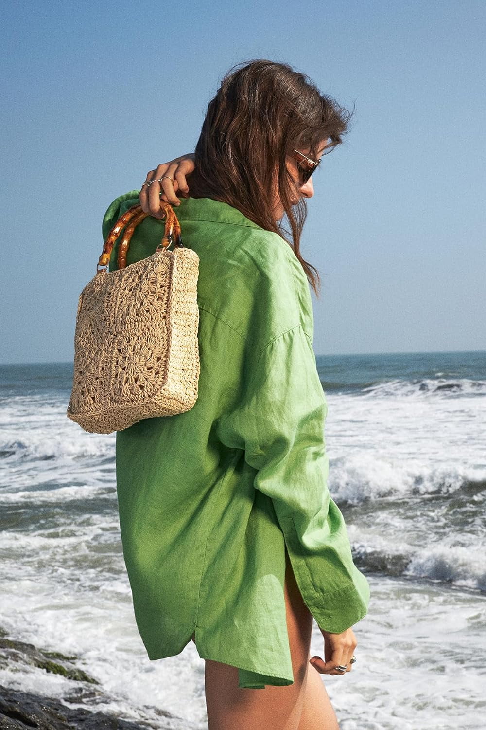 Small Tote Bag Beach Tote Bag Straw Beach Bag Crochet Tote Bag Straw Bag for Women Packable Beach Bag Crochet Beach Bag