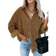 thumbnail image 1 of Uhndy Womens Corduroy Shirts Casual Long Sleeve Button Down Blouses Oversized Jacket Tops-LQ, 1 of 5