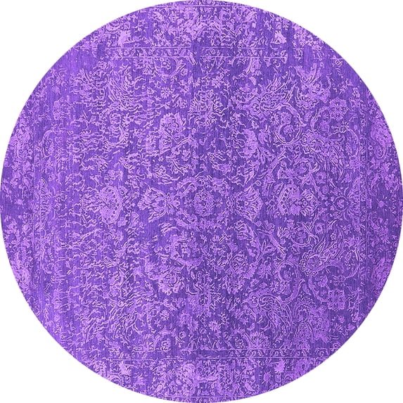 Ahgly Company Indoor Round Oriental Purple Industrial Area Rugs, 3' Round
