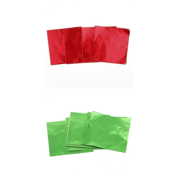 200x Square Candy Sweet Chocolate Paper Wrapper Confectionary Green/Red ...