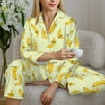thumbnail image 6 of Fuzoiu Bananas Print Women's Long-Sleeved Pajama,Lounge Button Down Nightwear,Womens Notch Collar Pajama Set-Large, 6 of 7