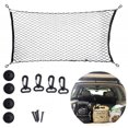 thumbnail image 2 of BeesClover Polyester Universal Car Rear Trunk Cargo Net High Elasticity Organizer Pocket With 4 Hooks 70 X 120cm, 2 of 8