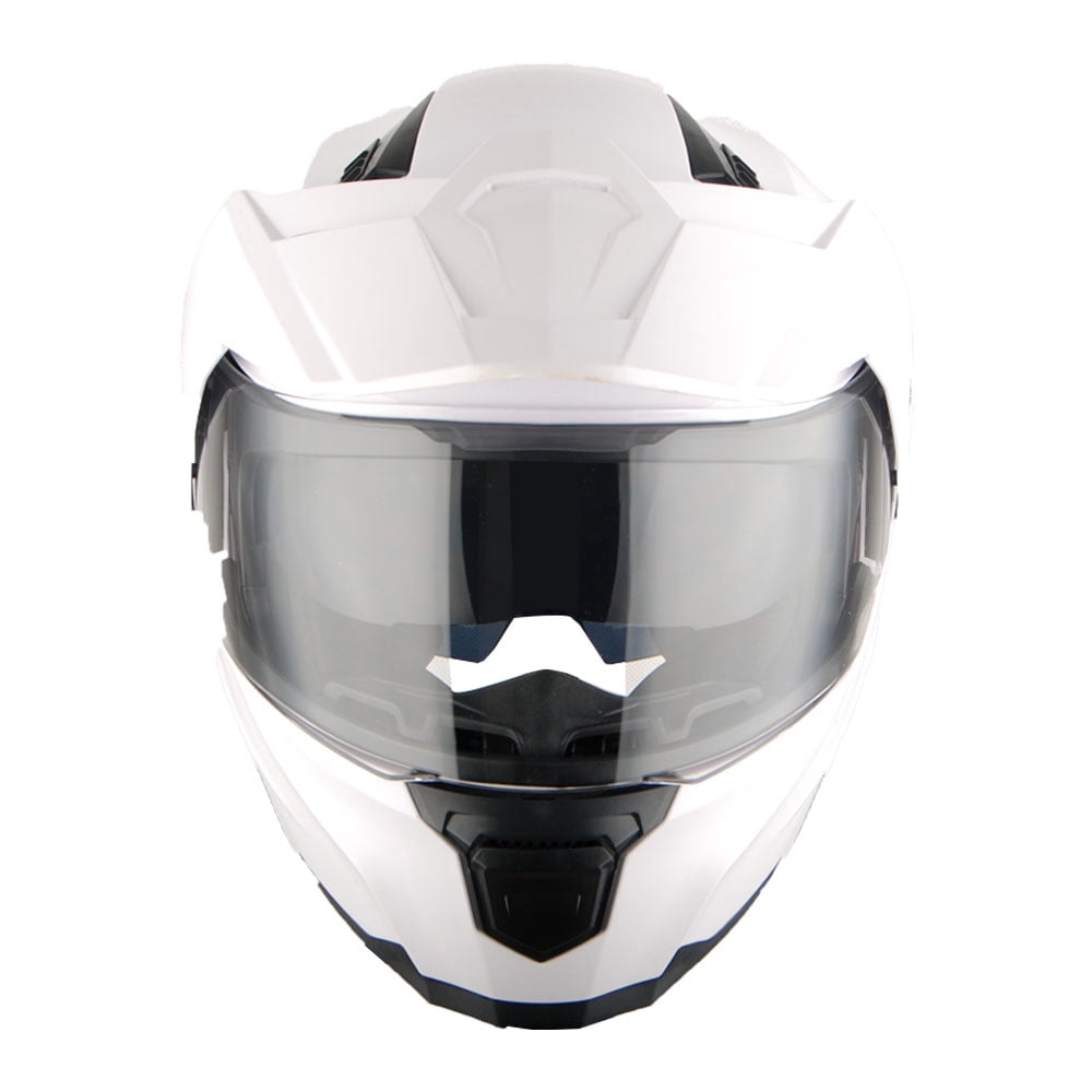1Storm New Motorcycle Modular Flip up Full Face Helmet Dual Visor: HJK910 DSPORT Glossy White