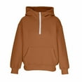 thumbnail image 6 of AINIYS Girls Half Zip Hoodies Pullover Solid Color Long Sleeve Casual Fall Winter Tops with Pockets Brown 9 Years, 6 of 8
