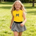 thumbnail image 6 of Amidoa Girls 2 Piece Outfits Summer Clothes Sleeveless Solid Color Cute Tank Top T-Shirt and Casual Shorts Kids Clothing Sets Yellow Size 2T, 6 of 9