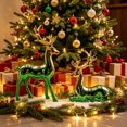 thumbnail image 4 of Liamobondopolis Green Gold Gradient Reindeer Figurine Set of 2 Metallic Deer Statues for Christmas Mantel and Home Decor, 4 of 9