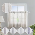 thumbnail image 2 of Sheer Tiers Curtain, Rod Pocket Voile Textured Striped Short Curtain, 2 of 9
