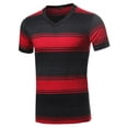 thumbnail image 1 of FashionOutfit Men's Casual Soft Striped V-neck Short Sleeve Cotton T-Shirt, 1 of 3