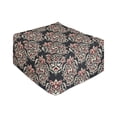 thumbnail image 1 of Damask Rectangle Pouf, Classical Curly Antique with Rococo Style Details Venetian Vintage, Under Desk Foot Stool for Living Room Office Ottoman with Cover, 25", Black Cream Red, by Ambesonne, 1 of 4