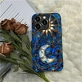 thumbnail image 5 of FKBRCL4U Compatible with iPhone 16 Pro Matte Case, Blue Stained Glass Golden Sun Moon Pattern for Girl Full Body Design Soft Silicone Drop Shock Scratch Protection for iPhone 16 Pro, 5 of 7