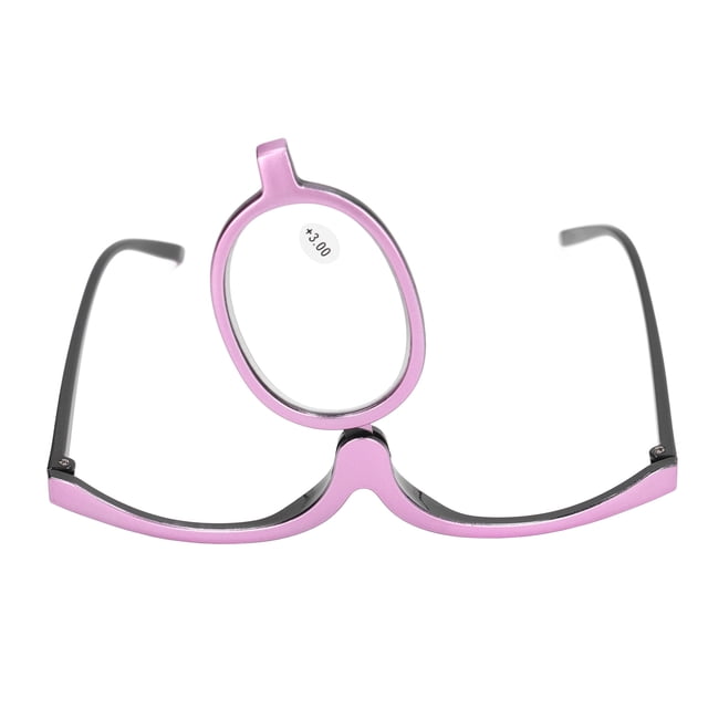 Gafas de maquillaje Lentes intercambiables resistentes a los arañazos Lectores de cosméticos ligeros para mujeres con estuche Púrpura +3.00