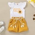 thumbnail image 2 of Happy Town Toddler Girls Clothes Summer Sleeveless Shirt and Shorts 2Pcs Outfit Sets,Sizes 9M-5Y, 2 of 7