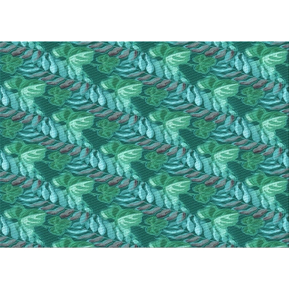 Ahgly Company Machine Washable Indoor Rectangle Transitional Dark Turquoise Green Area Rugs, 7' x 9'