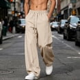 thumbnail image 2 of vdgthytj Mens Athletic Pants Elastic Drawstring Waist Wide Leg Baggy Breathable Running Gym Sport Trousers with Pockets(X-Large,Khaki), 2 of 7