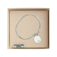 thumbnail image 3 of 5 3/4 inch Oval Eye Hook Bangle Bracelet w/ Plain Disc medal charm w/ March Blue Swarovski Crystal, 3 of 3