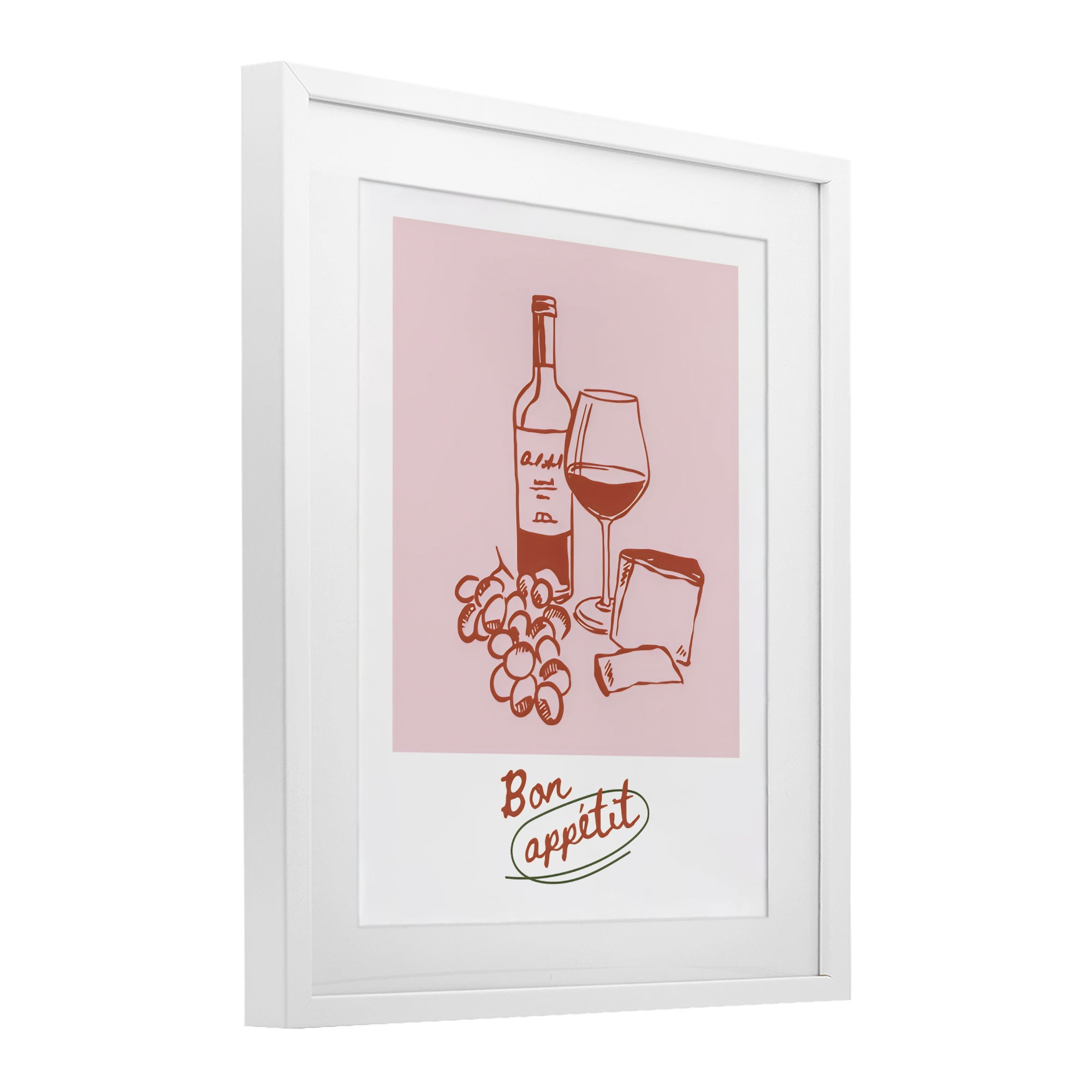 Stupell Industries Bon Appetit Wine & Grapes White Framed Print Under Glass, design by The Prints Vibe