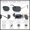 thumbnail image 5 of SA106 Mens Narrow Metal Rim Rectangular Hustler Sunglasses, Gold Frame - Black Lens, 5 of 7
