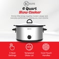 thumbnail image 3 of Kitchen Elite 6 Qt Slow Cooker, Stainless Steel Ceramic Crock Pot and Tempered Glass Lid, 3 of 10