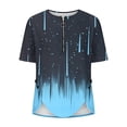 thumbnail image 4 of ICHUANYI Clearance Fashion Womens Casual Printed Zipper V Neck Short Sleeve Buttons Tops Irregular Hem Blouses(Navy, XL) ICHUANYI WER2023081106608, 4 of 5