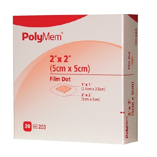 PolyMem Adhesive Strip 2 X 2 Inch Polyurethane / Film Square Pink