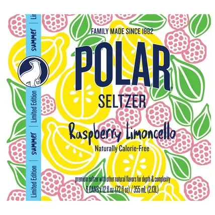 POLAR Raspberry Lime Seltzer Water, Lightly Flavored Sparkling Drink, 12 oz × 24 Pack