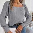thumbnail image 6 of Annhoo Womens Sweaters Casual Long Sleeve Square Neck Tops Fall Winter Loose Cozy Knitted Pullover Shirts, 6 of 8