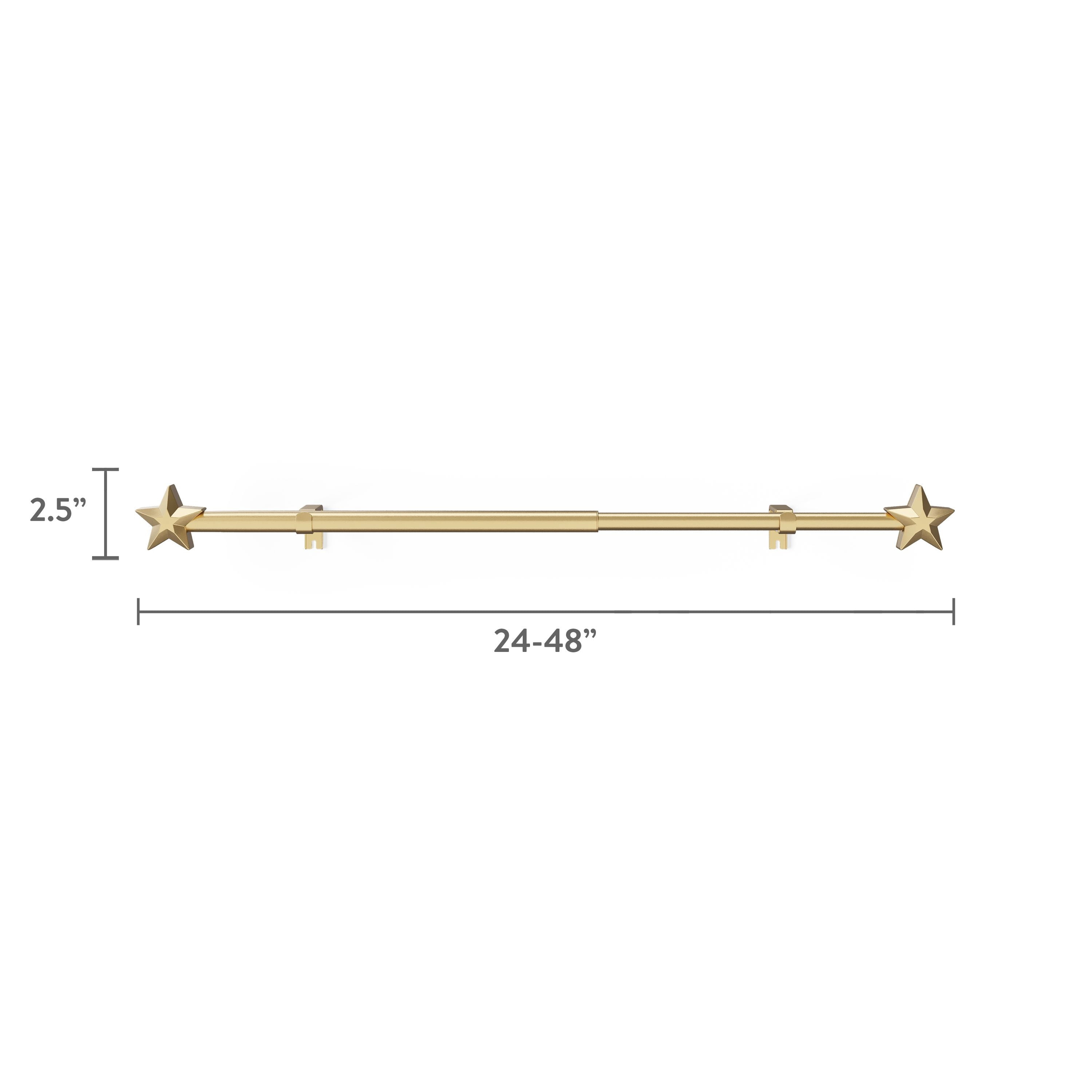 Mainstays Kids 3/4" Gold Star Adjustable Single Curtain Rod, 28"-48"