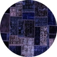 thumbnail image 1 of Ahgly Company Indoor Round Patchwork Blue Transitional Area Rugs, 6' Round, 1 of 4