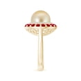 thumbnail image 3 of ANGARA Golden South Sea Cultured Pearl & Ruby Double Halo Ring in 14K Yellow Gold for Women | June Birthstone, Birthday, Anniversary, Jewelry Gift for Women | Pearl Ring, 3 of 9