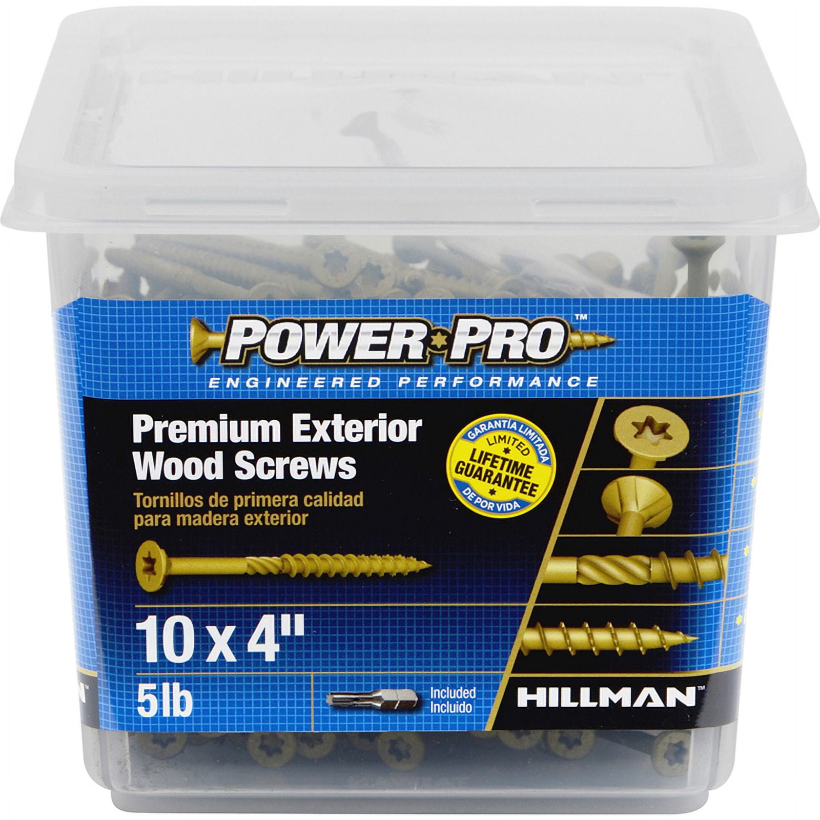 Hillman 48615 10 x 4 in. T-25 Power Pro Premium Exterior Wood Screw, Bronze - 5 lbs Per Box