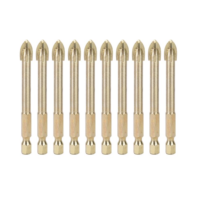 Triangular Twisted Drill Bits Carbide Hex Shank Cross Drill Bit for Ceramic Tiles (8mm 10pcs)