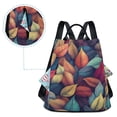 thumbnail image 5 of FORMRS Women's Travel Backpack Purse Anti-theft Hidden Pockets Casual Shoulder Bag, Blue Vibrant Leaves Pattern, 5 of 7