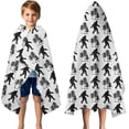 thumbnail image 3 of White Bigfoot and Tree Pattern Hooded Bath Towel，50"x30" for Ages 3 To 12 Kids, Quick Dry Lightweight Soft Microfiber Hood Beach Towel Cover Up for Kids, 3 of 7