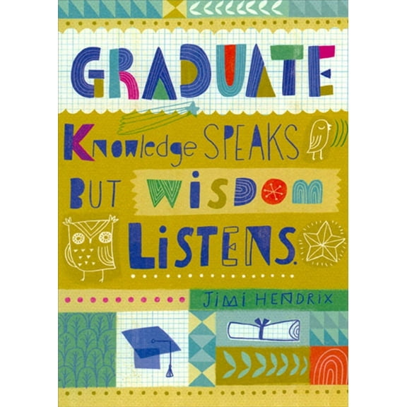 RSVP Knowledge Speaks : Wisdom Listens : Jimi Hendrix Quote Graduation Congratulations Card