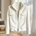 thumbnail image 5 of Viluyesy Womens Velvet Jacket Zip Up Long Sleeve Collared Casual Fashion Coat White Size 2XL, 5 of 5