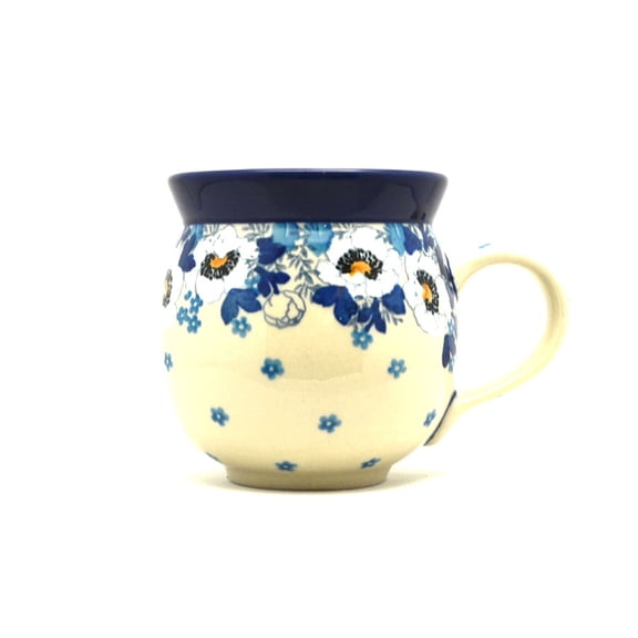 Polish Pottery Mug - 11 oz. Bubble - White Poppy