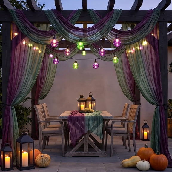 Halloween Table Runner, Creepy Gauze Cloth for Spooky Party Decor, Vintage Gradient Polyester Fabric Drape for Porch Door Window Table, Supply