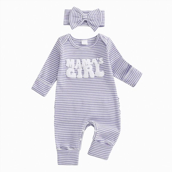 felwors Newborn Baby Girl Fall Outfit Romper Jumpsuit Infant Clothes | Letter Embroidery Cute Long Sleeve Round Neck Bodysuit
